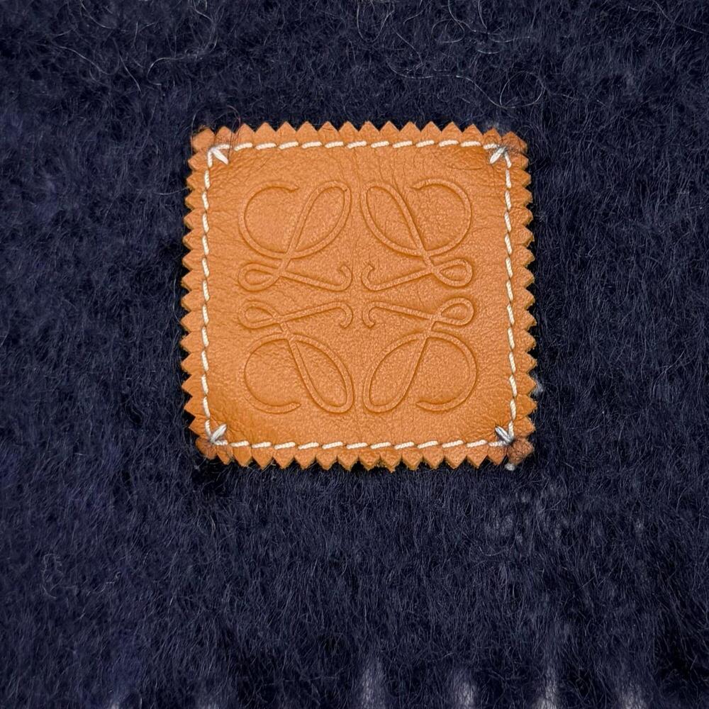 LOEWE 28003861 Mohair Wool Blend Leather Anagram Logo Patch Border Pattern Fr... - Picture 5 of 7